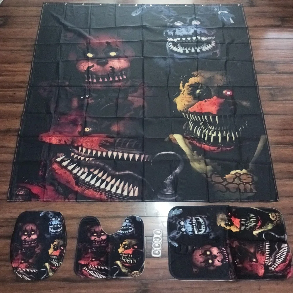 Five Nights at Freddys FNAF 4 Piece Shower Curtain Bathroom Set